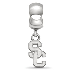 Sterling Silver Rhodium-plated LogoArt University of Southern California S-C Extra Small Dangle Bead Charm