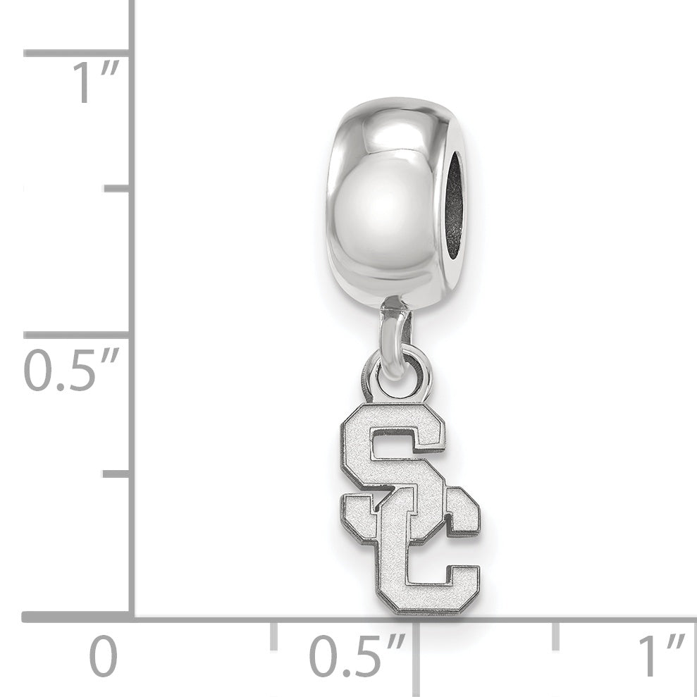 Sterling Silver Rhodium-plated LogoArt University of Southern California S-C Extra Small Dangle Bead Charm