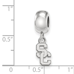 Sterling Silver Rhodium-plated LogoArt University of Southern California S-C Extra Small Dangle Bead Charm