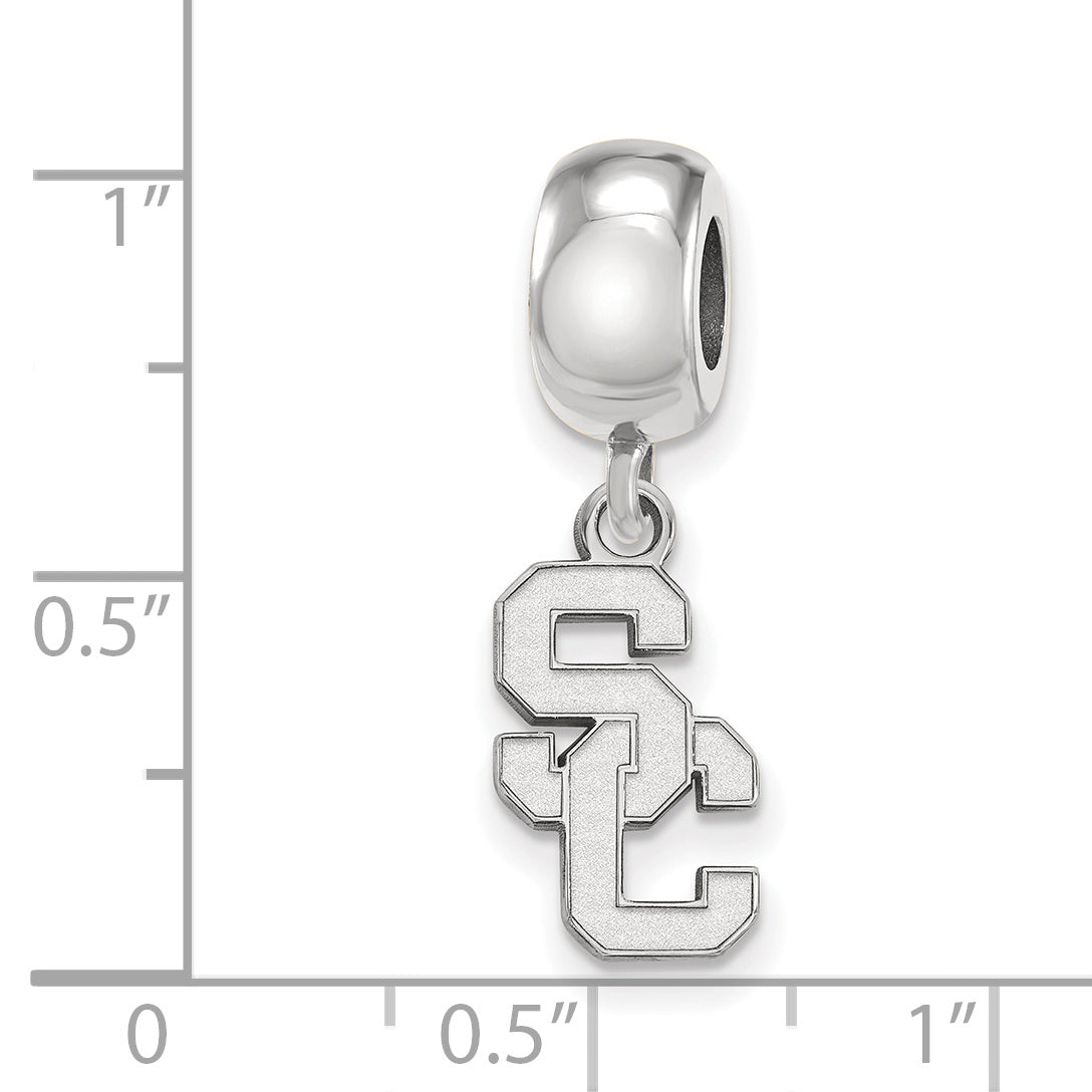 Sterling Silver Rhodium-plated LogoArt University of Southern California S-C Small Dangle Bead Charm