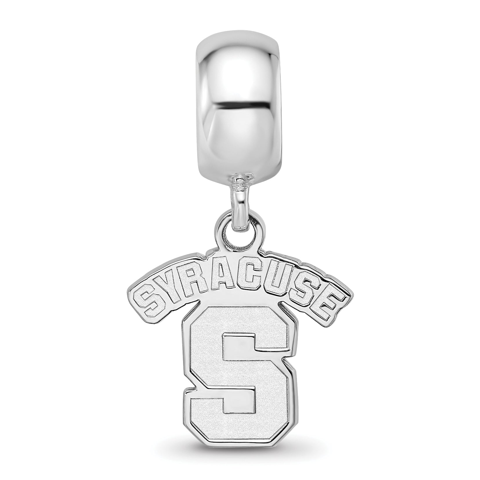 Sterling Silver Rhodium-plated LogoArt Syracuse University Small Dangle Bead Charm