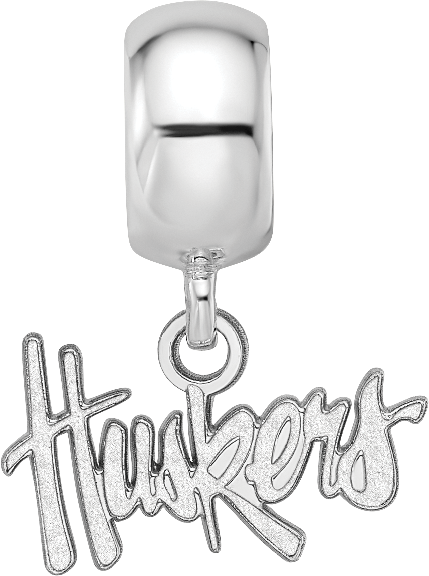 Sterling Silver Rhodium-plated LogoArt University of Nebraska Huskers Extra Small Dangle Bead Charm