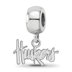 Sterling Silver Rhodium-plated LogoArt University of Nebraska Huskers Extra Small Dangle Bead Charm