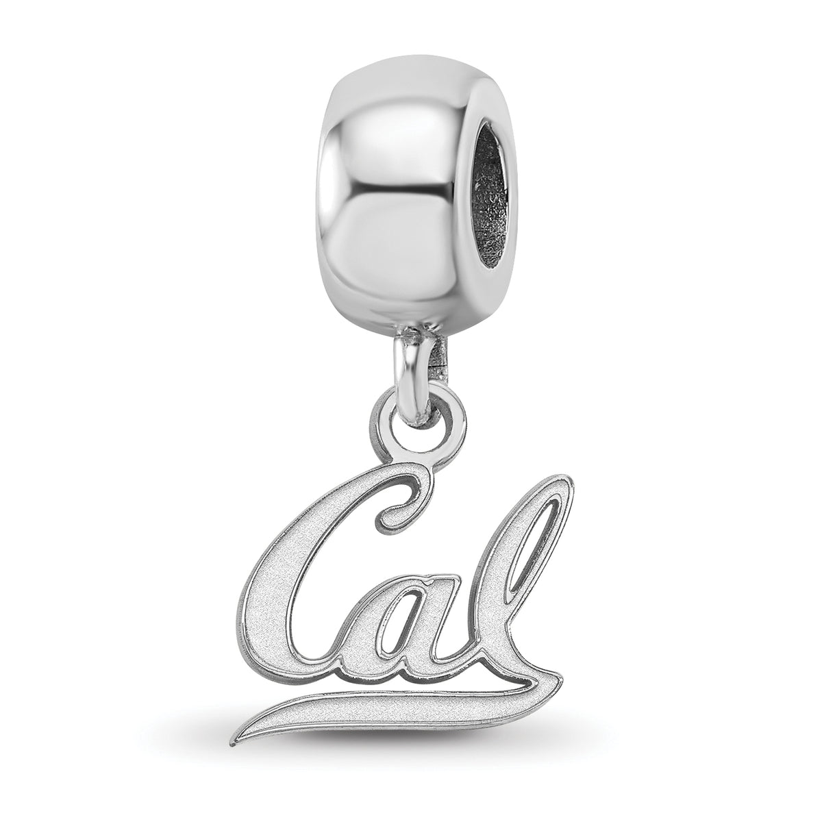 Sterling Silver Rhodium-plated LogoArt University of California Berkeley Extra Small Dangle Bead Charm