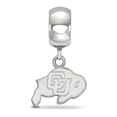 Sterling Silver Rhodium-plated LogoArt University of Colorado Buffalo Extra Small Dangle Bead Charm