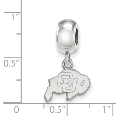 Sterling Silver Rhodium-plated LogoArt University of Colorado Buffalo Extra Small Dangle Bead Charm