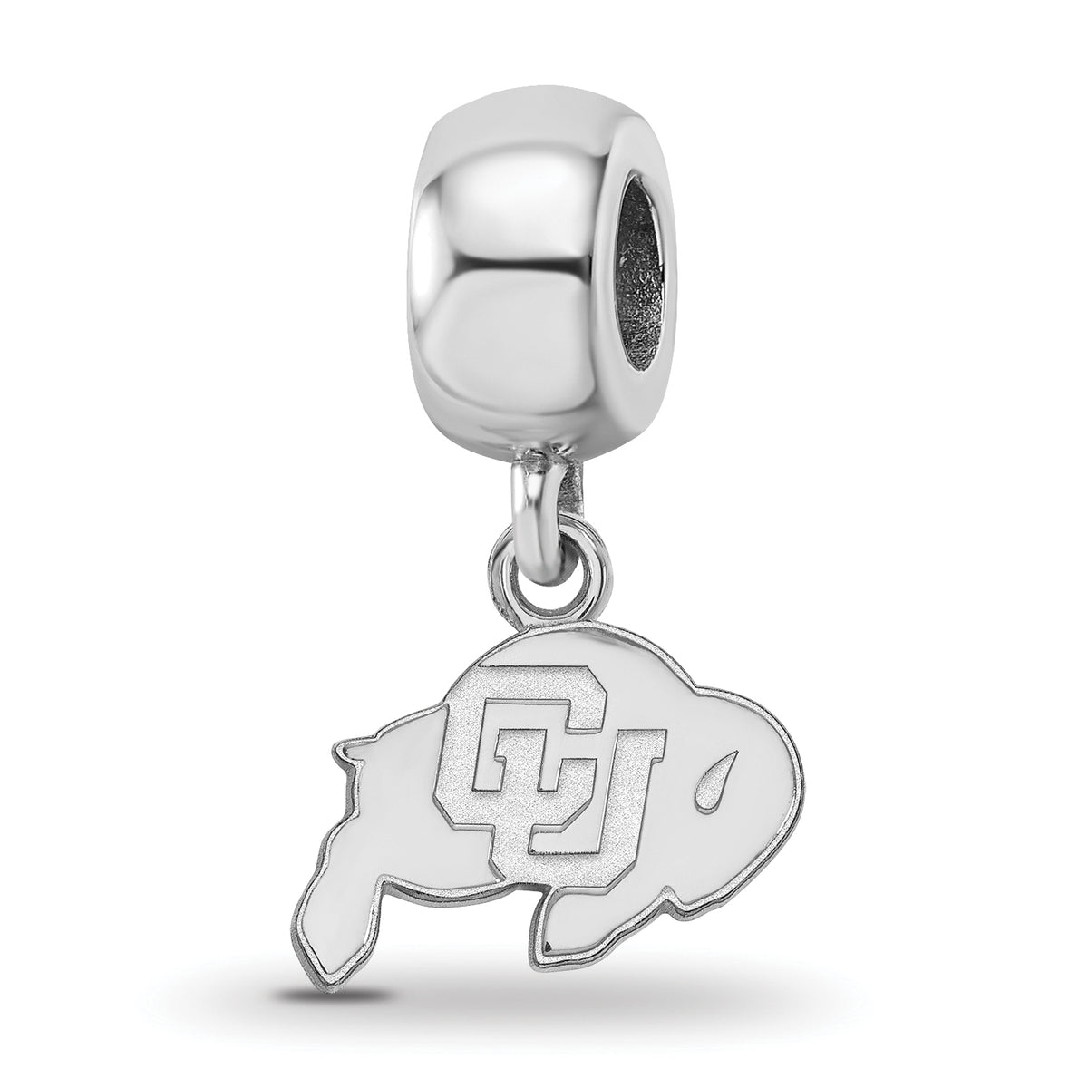 Sterling Silver Rhodium-plated LogoArt University of Colorado Buffalo Extra Small Dangle Bead Charm