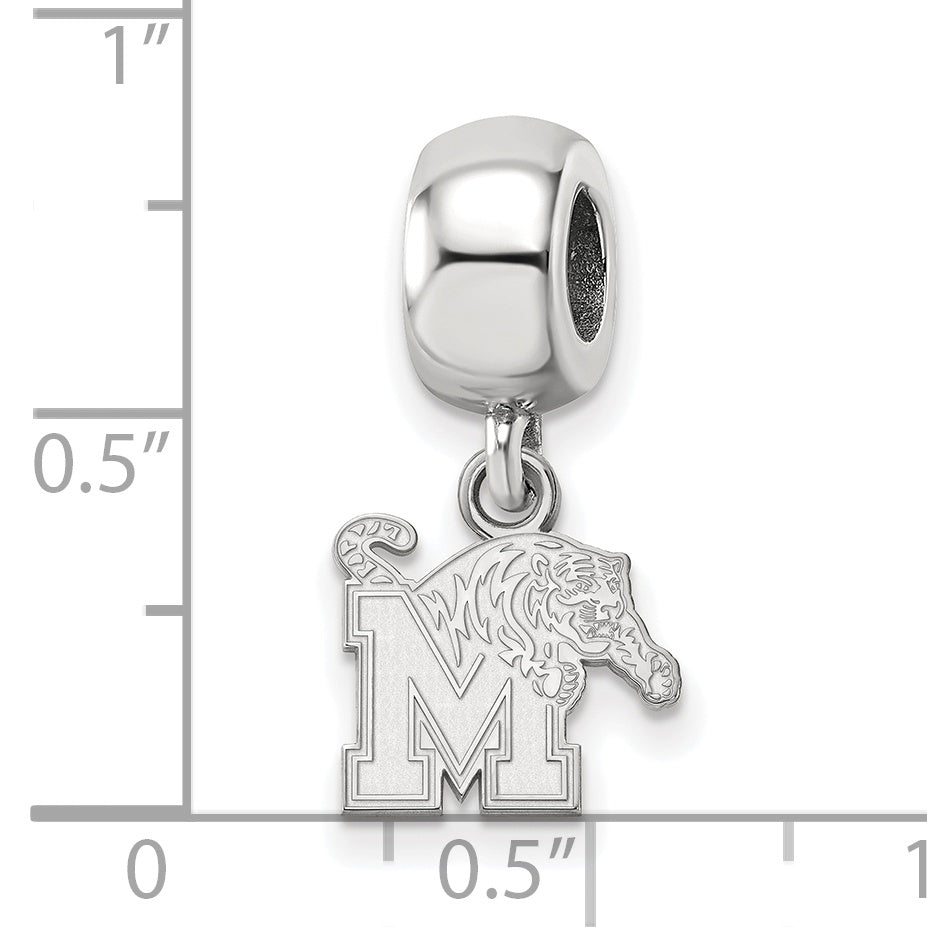 Sterling Silver Rhodium-plated LogoArt University of Memphis Extra Small Dangle Bead Charm