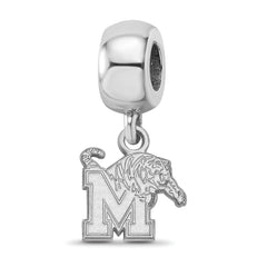 Sterling Silver Rhodium-plated LogoArt University of Memphis Extra Small Dangle Bead Charm