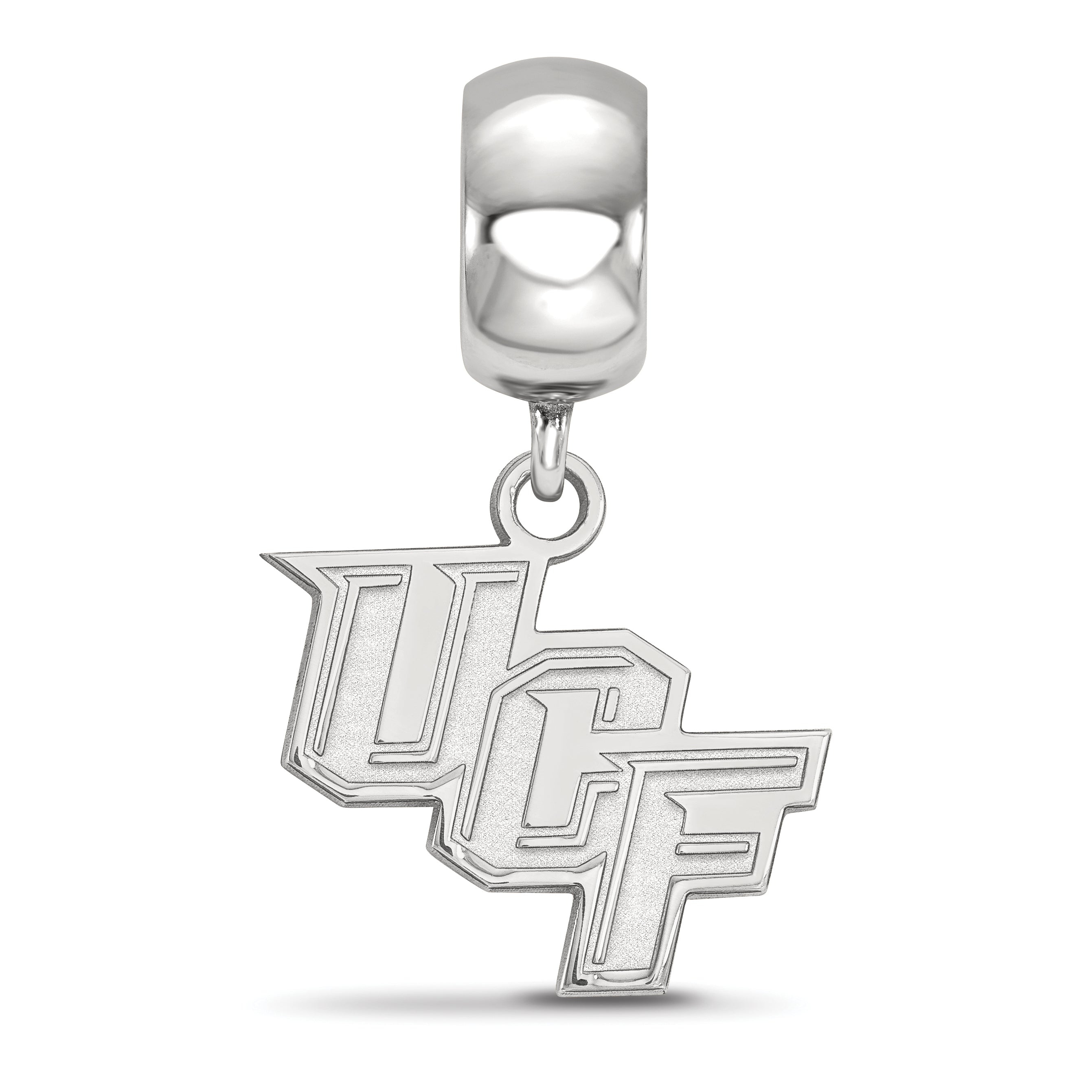 Sterling Silver Rhodium-plated LogoArt University of Central Florida U-C-F Small Dangle Bead Charm