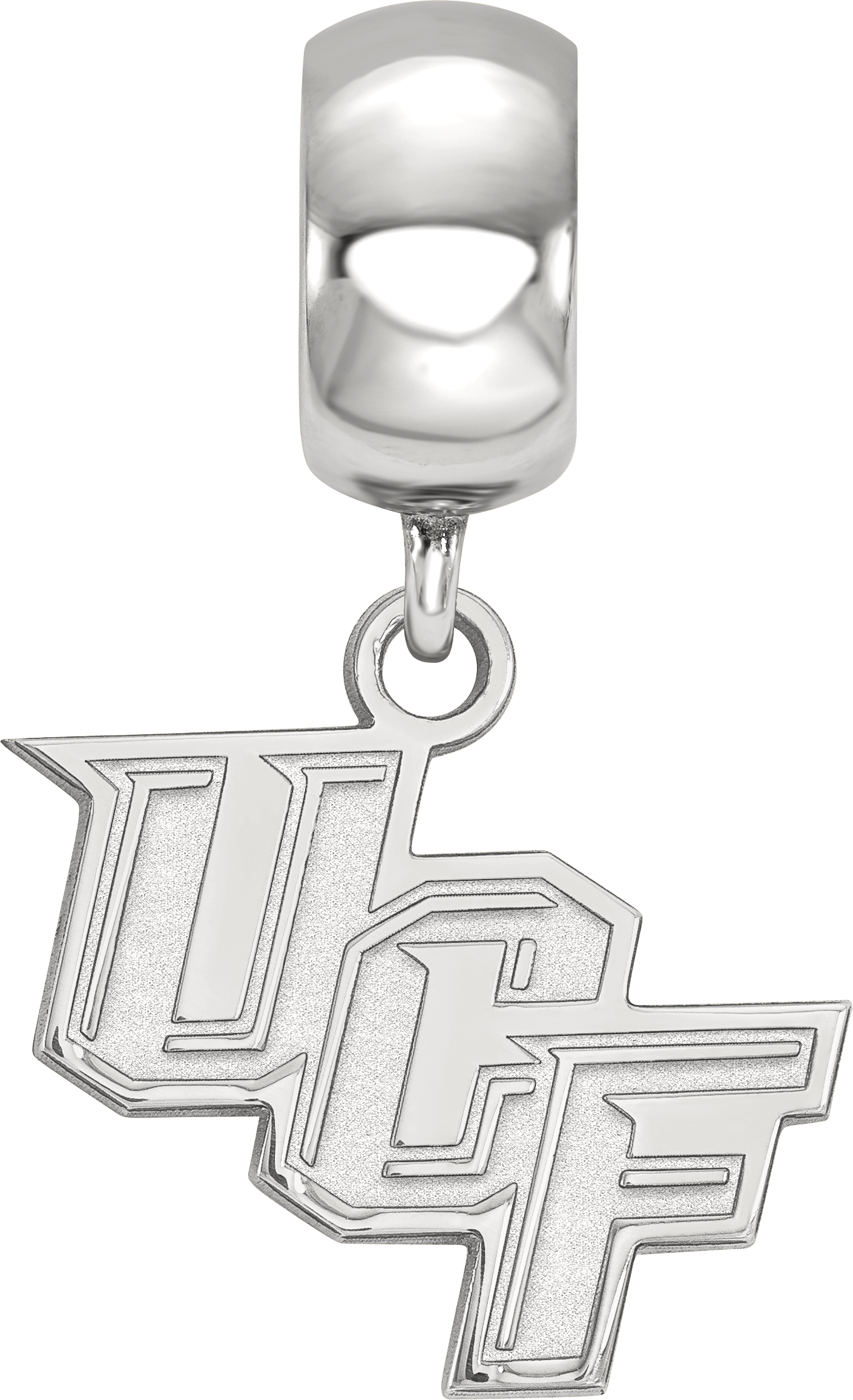 Sterling Silver Rhodium-plated LogoArt University of Central Florida U-C-F Small Dangle Bead Charm