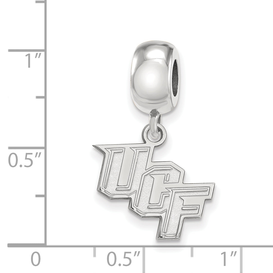 Sterling Silver Rhodium-plated LogoArt University of Central Florida U-C-F Small Dangle Bead Charm