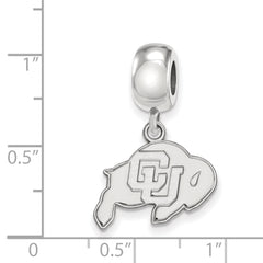 Sterling Silver Rhodium-plated LogoArt University of Colorado Buffalo Small Dangle Bead Charm