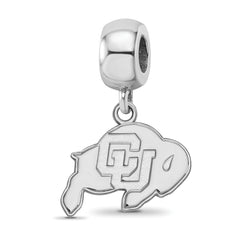 Sterling Silver Rhodium-plated LogoArt University of Colorado Buffalo Small Dangle Bead Charm