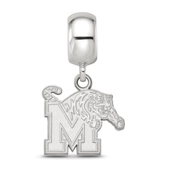 Sterling Silver Rhodium-plated LogoArt University of Memphis Small Dangle Bead Charm