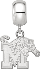 Sterling Silver Rhodium-plated LogoArt University of Memphis Small Dangle Bead Charm