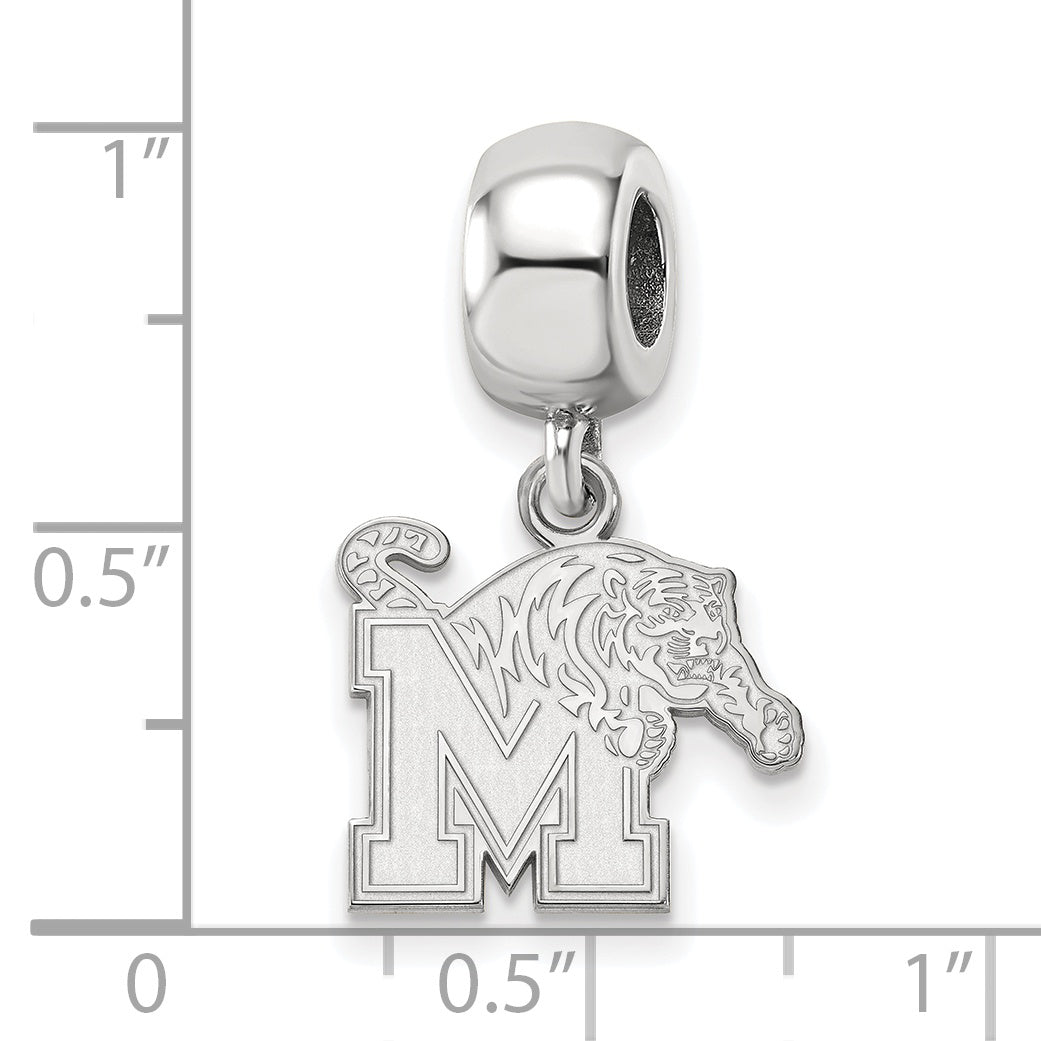 Sterling Silver Rhodium-plated LogoArt University of Memphis Small Dangle Bead Charm