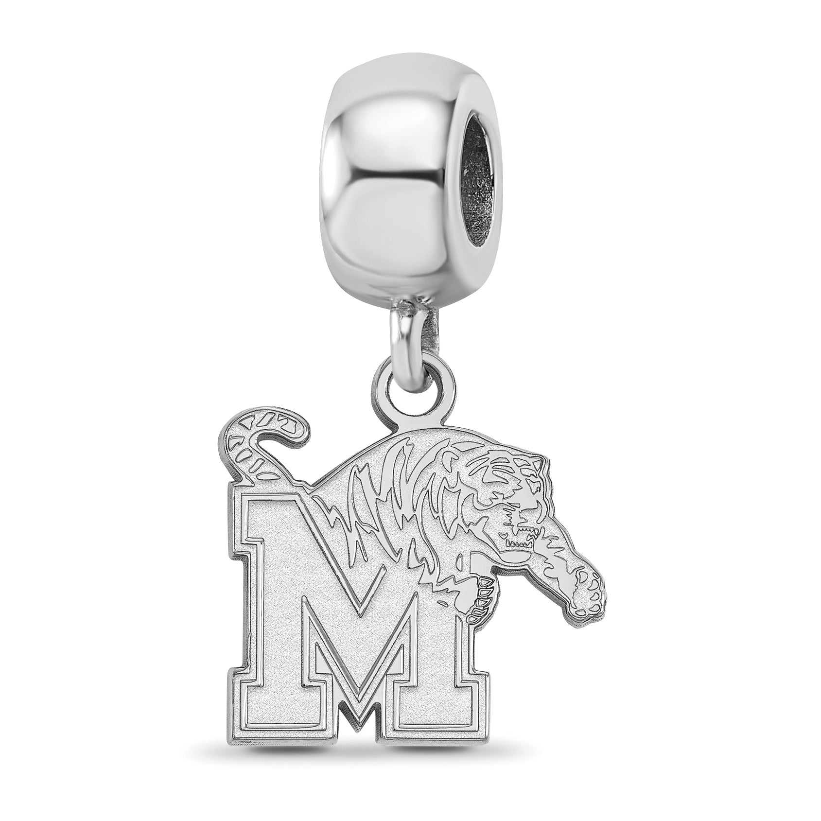 Sterling Silver Rhodium-plated LogoArt University of Memphis Small Dangle Bead Charm