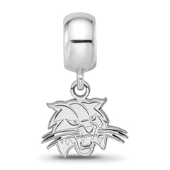 Sterling Silver Rhodium-plated LogoArt Ohio University Bobcat Extra Small Dangle Bead Charm