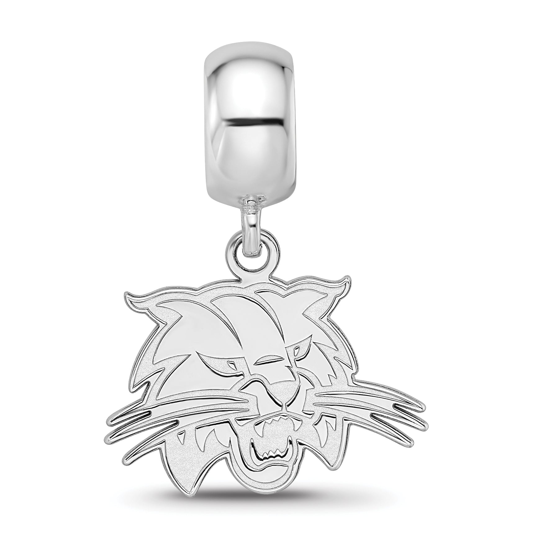 Sterling Silver Rhodium-plated LogoArt Ohio University Bobcat Small Dangle Bead Charm