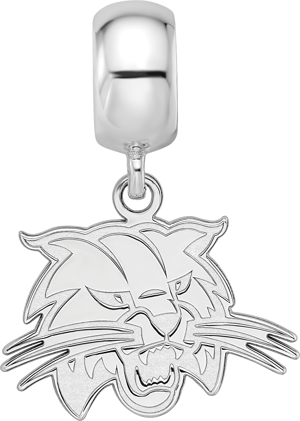 Sterling Silver Rhodium-plated LogoArt Ohio University Bobcat Small Dangle Bead Charm