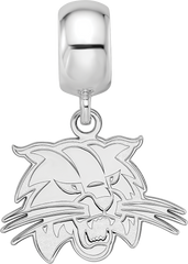 Sterling Silver Rhodium-plated LogoArt Ohio University Bobcat Small Dangle Bead Charm