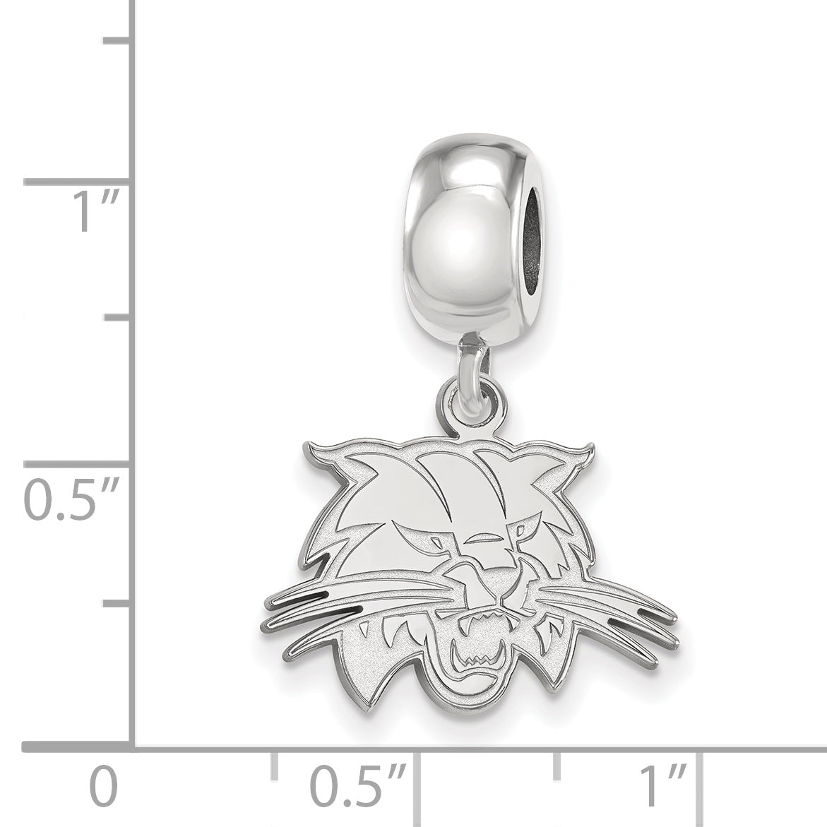 Sterling Silver Rhodium-plated LogoArt Ohio University Bobcat Small Dangle Bead Charm