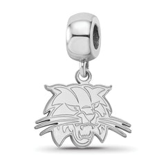 Sterling Silver Rhodium-plated LogoArt Ohio University Bobcat Small Dangle Bead Charm