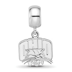 Sterling Silver Rhodium-plated LogoArt Ohio University Small Dangle Bead Charm