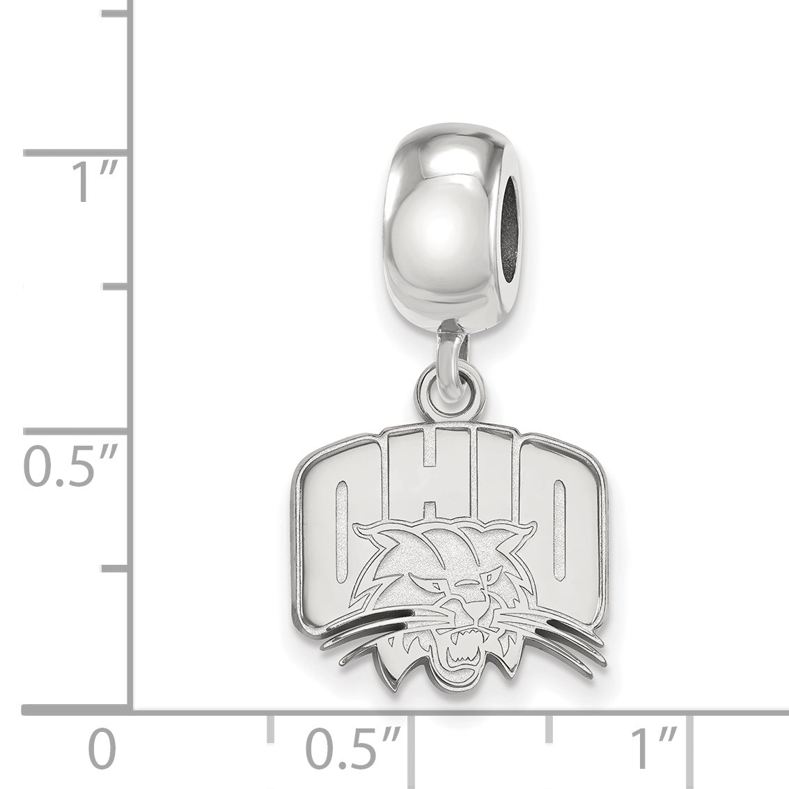 Sterling Silver Rhodium-plated LogoArt Ohio University Small Dangle Bead Charm