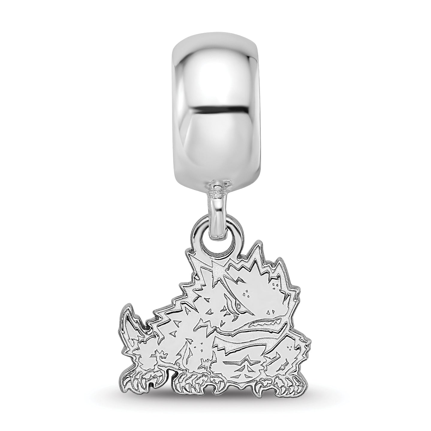 Sterling Silver Rhodium-plated LogoArt Texas Christian University Horned Frog Extra Small Dangle Bead Charm