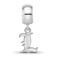 Sterling Silver Rhodium-plated LogoArt University of Louisville Letter L Extra Small Dangle Bead Charm