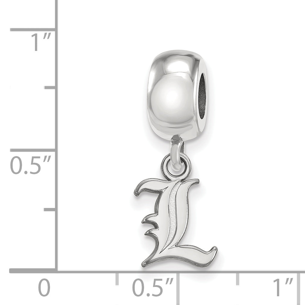 Sterling Silver Rhodium-plated LogoArt University of Louisville Letter L Extra Small Dangle Bead Charm