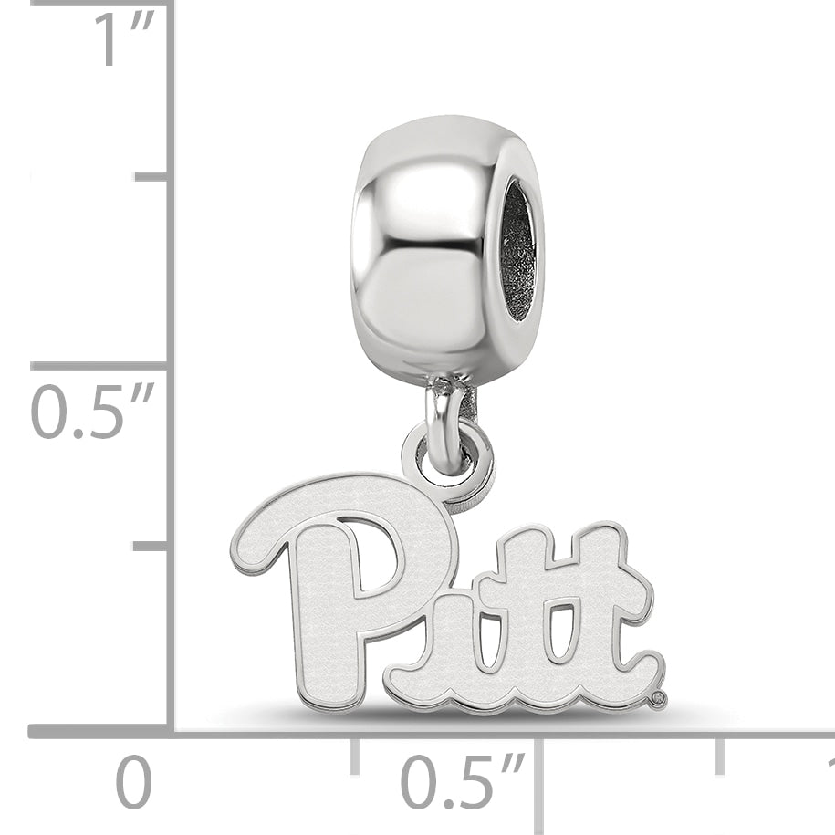 Sterling Silver Rhodium-plated LogoArt University of Pittsburgh Extra Small Dangle Bead Charm