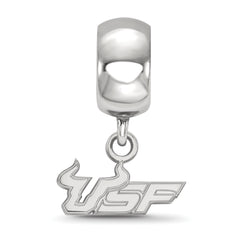 Sterling Silver Rhodium-plated LogoArt University of South Florida U-S-F Extra Small Dangle Bead Charm