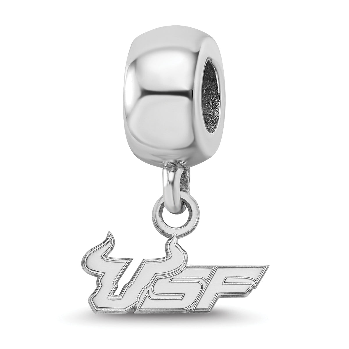 Sterling Silver Rhodium-plated LogoArt University of South Florida U-S-F Extra Small Dangle Bead Charm