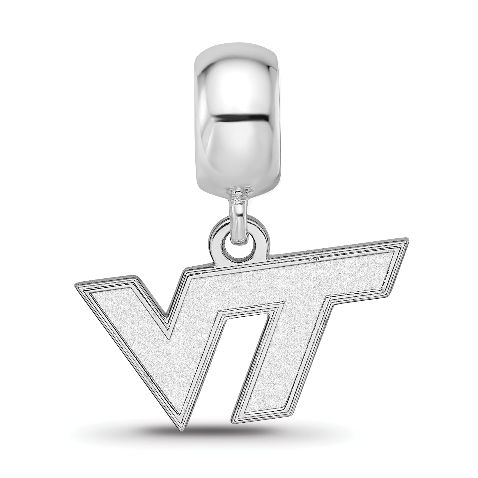 Sterling Silver Rhodium-plated LogoArt Virginia Tech V-T Extra Small Dangle Bead Charm