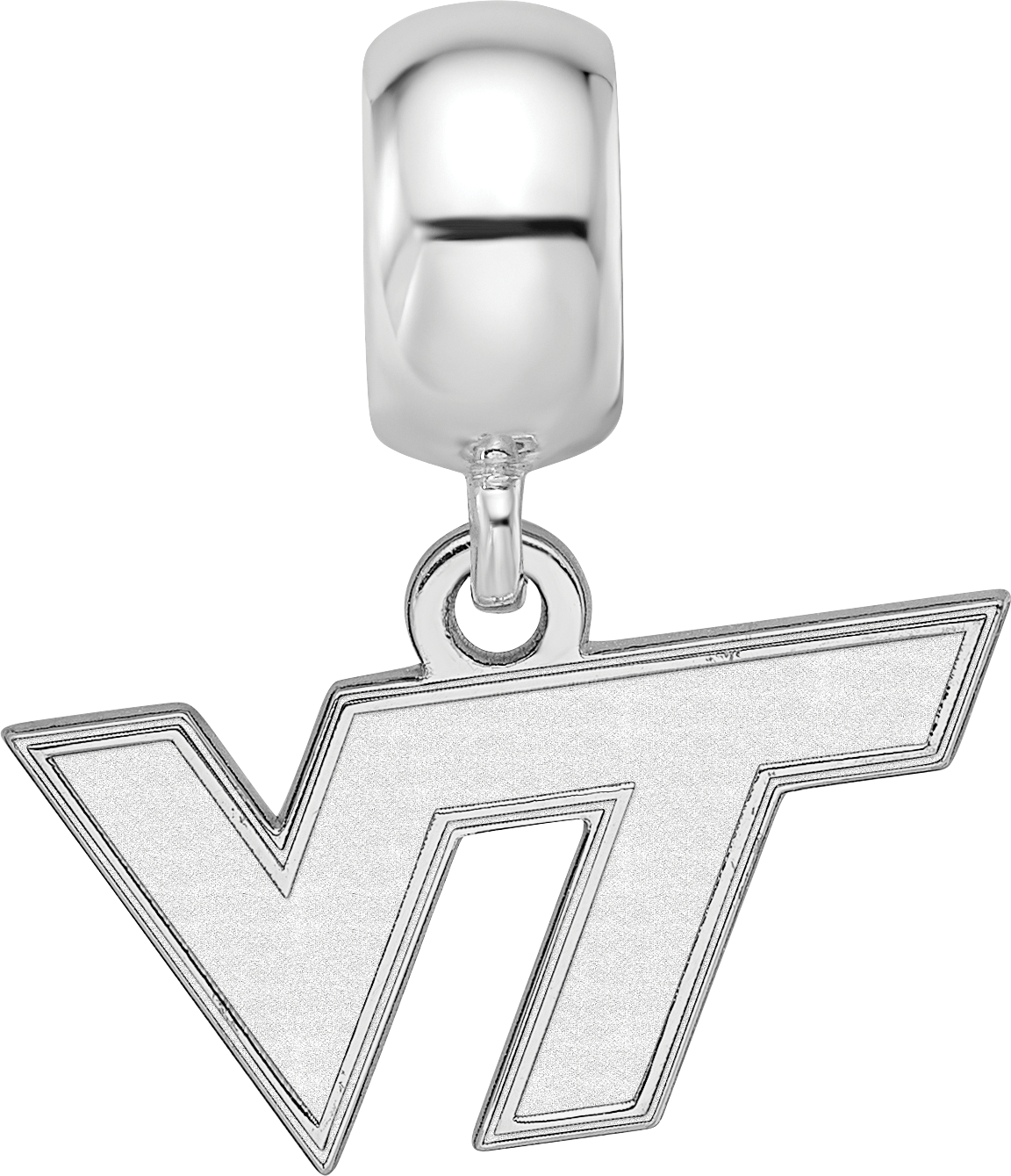 Sterling Silver Rhodium-plated LogoArt Virginia Tech V-T Extra Small Dangle Bead Charm