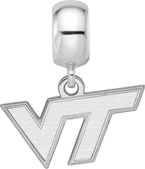 Sterling Silver Rhodium-plated LogoArt Virginia Tech V-T Extra Small Dangle Bead Charm