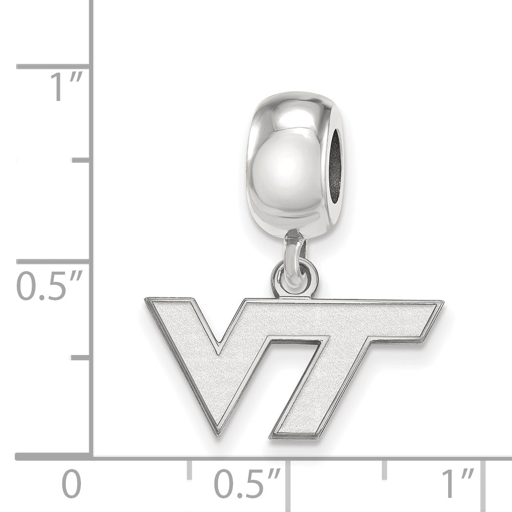 Sterling Silver Rhodium-plated LogoArt Virginia Tech V-T Extra Small Dangle Bead Charm