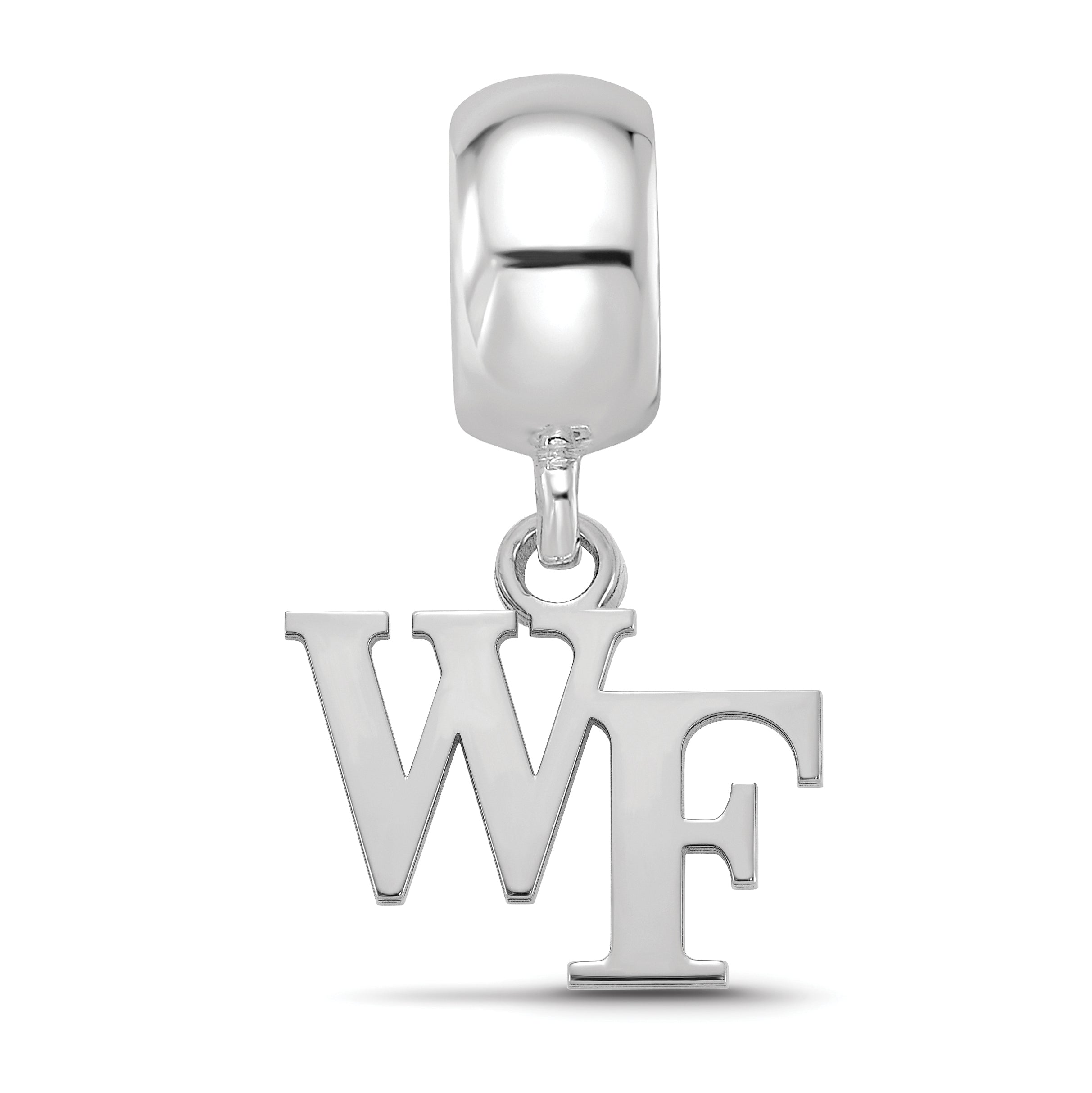 Sterling Silver Rhodium-plated LogoArt Wake Forest University W-F Extra Small Dangle Bead Charm