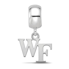 Sterling Silver Rhodium-plated LogoArt Wake Forest University W-F Extra Small Dangle Bead Charm