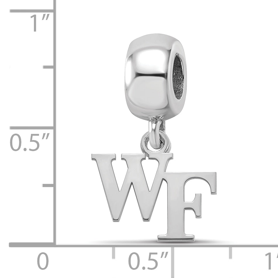 Sterling Silver Rhodium-plated LogoArt Wake Forest University W-F Extra Small Dangle Bead Charm