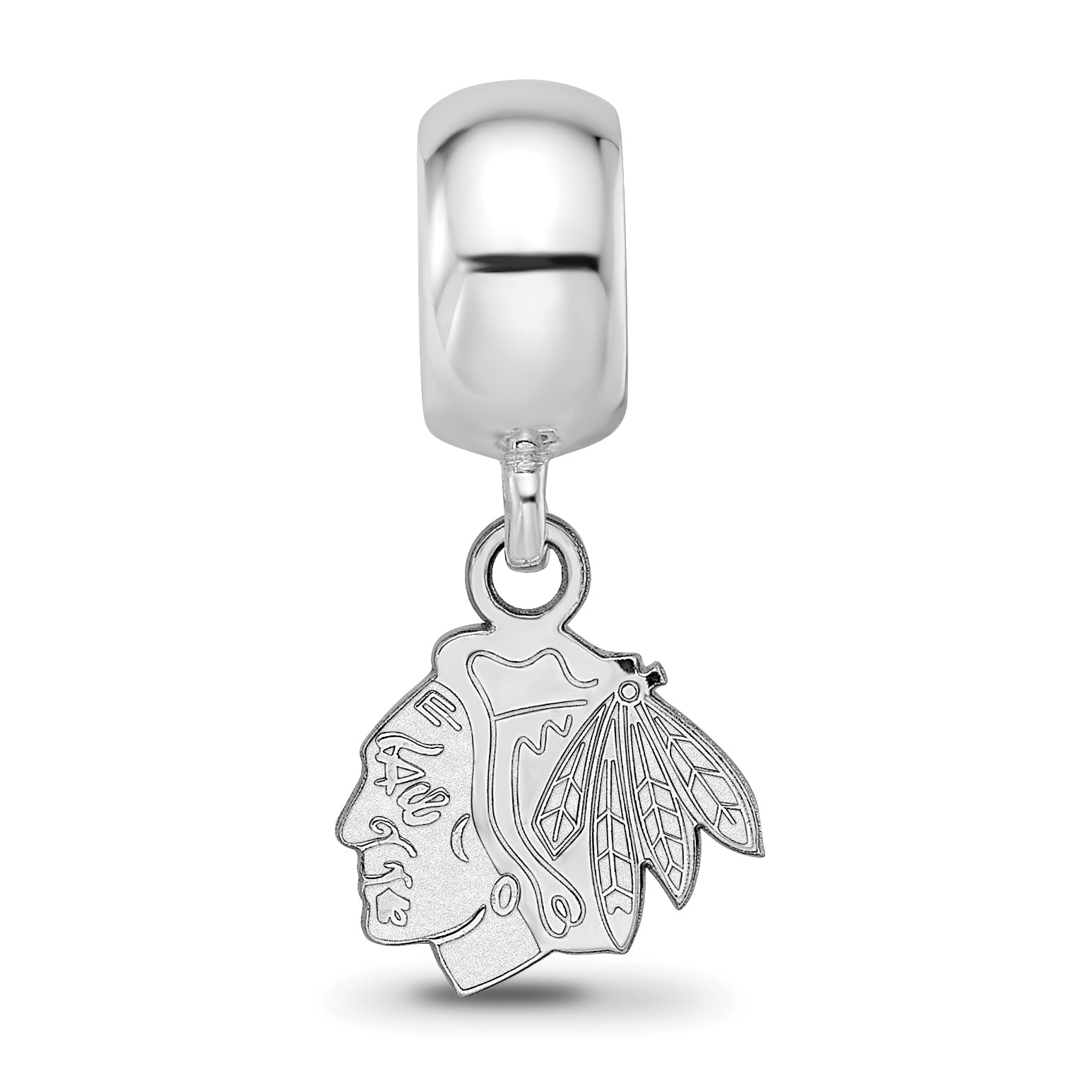 Sterling Silver Rhodium-plated NHL LogoArt Chicago Blackhawks Extra Small Dangle Bead