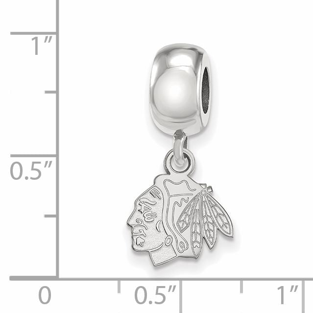 Sterling Silver Rhodium-plated NHL LogoArt Chicago Blackhawks Extra Small Dangle Bead