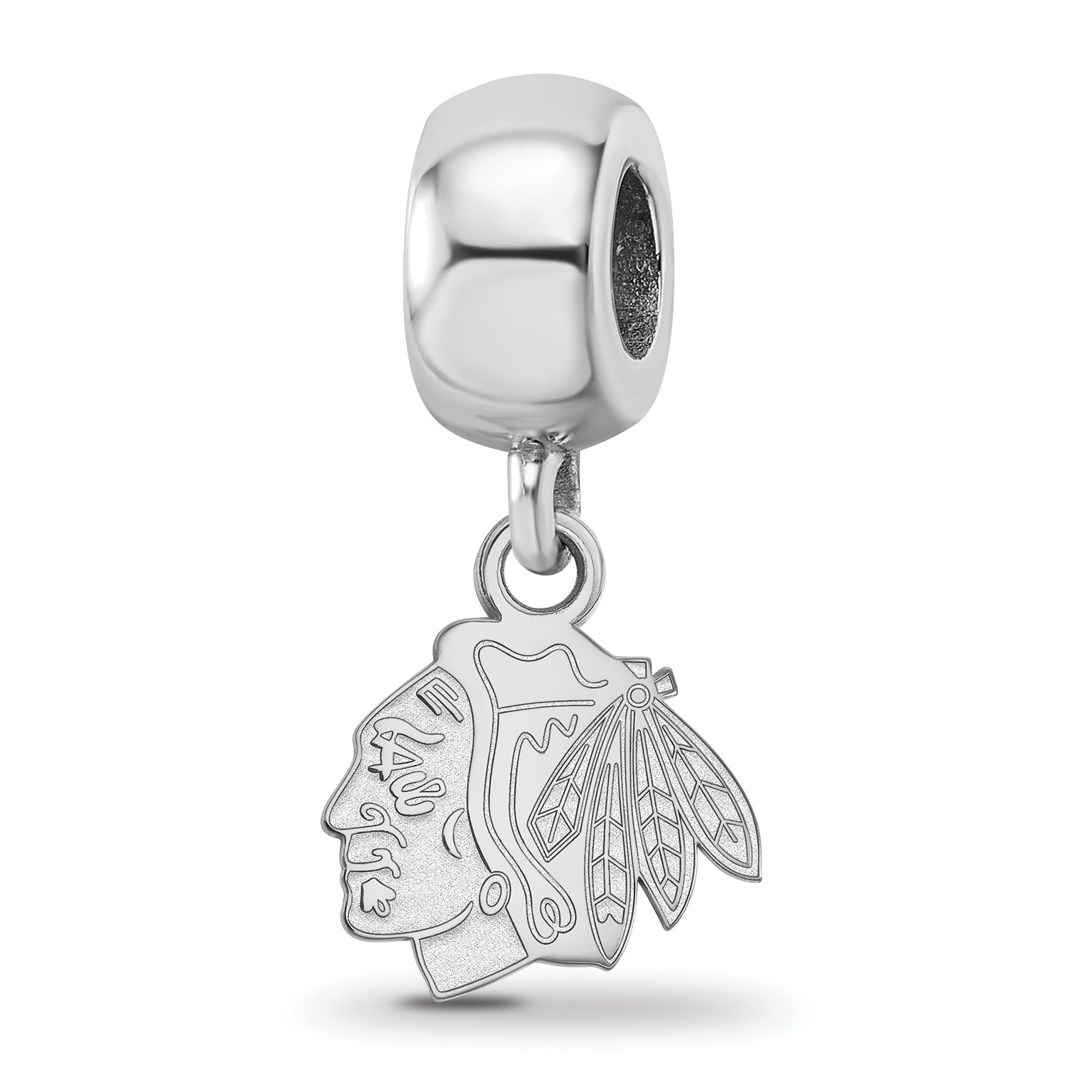 Sterling Silver Rhodium-plated NHL LogoArt Chicago Blackhawks Extra Small Dangle Bead