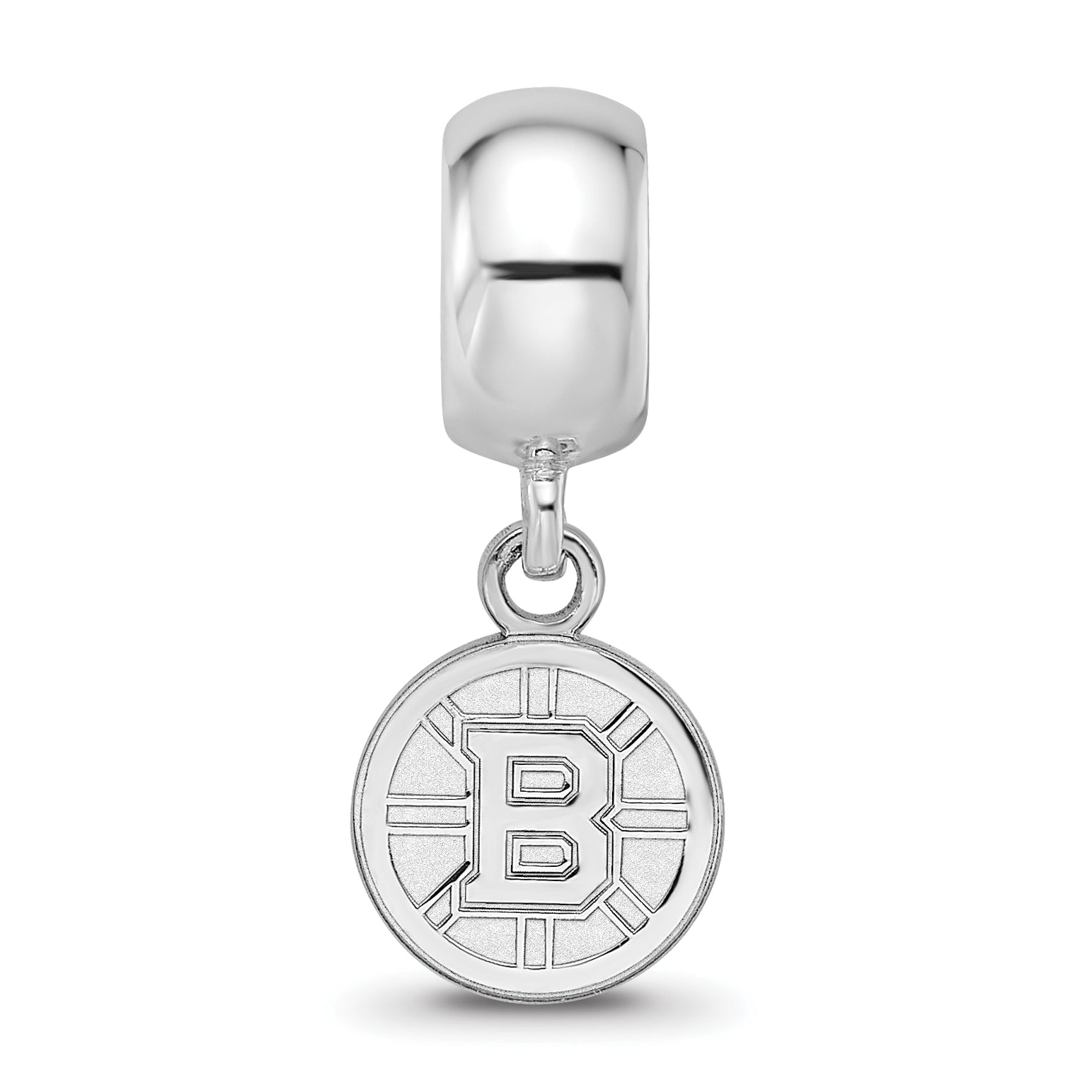 Sterling Silver Rhodium-plated NHL LogoArt Boston Bruins Dangle Bead