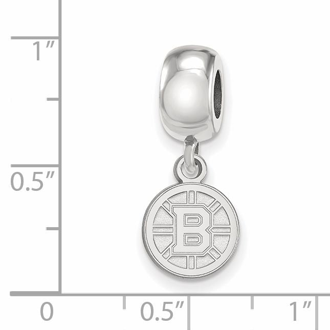 Sterling Silver Rhodium-plated NHL LogoArt Boston Bruins Dangle Bead