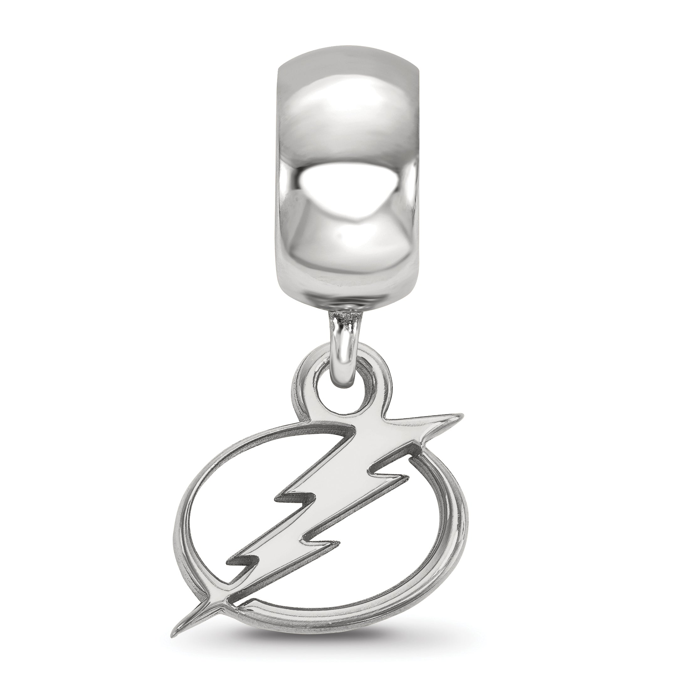 Sterling Silver Rhodium-plated NHL LogoArt Tampa Bay Lightning Extra Small Dangle Bead Charm