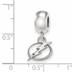 Sterling Silver Rhodium-plated NHL LogoArt Tampa Bay Lightning Extra Small Dangle Bead Charm